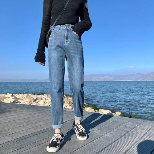 Long Trousers Blue Mom Plus Size Denim Pants Women Slim Casual Female Haren Pants Jeans 2021 New Summer Blue High Waist Fashion