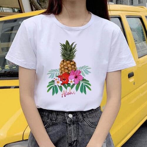 Womens T-shirt Pineapple Fruit Clothing Printed T-shirt Fashion Womens Top Graphic T-shirt Fashion Female T-shirt Clothes