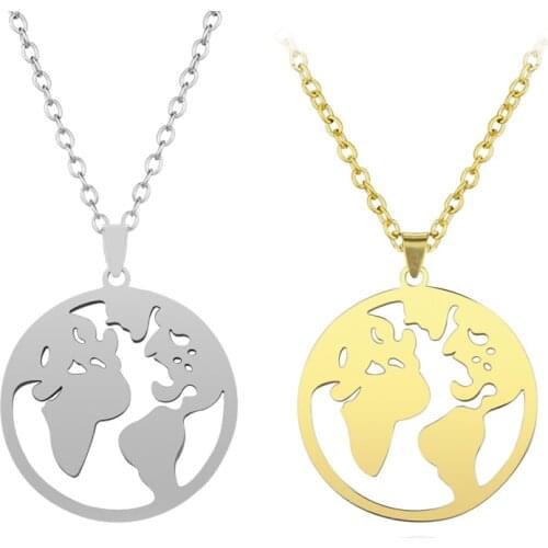 Hfarich Globe World Map Necklace Earth Day Gift For Best Friends Wanderlust Pendants Personalize Fashion Outdoor Necklace Best