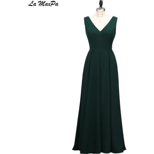 V Neck Emerald Green Bridesmaid Dress CMT151