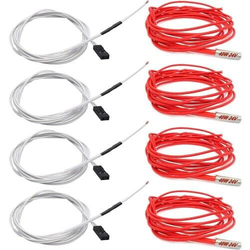 Ceramic Heater Cartrige for 3D Printer Accessory Hotend 24V 40W 100K NTC Red Thermistor 1M Wiring for RepRap for Ender 3 Pro