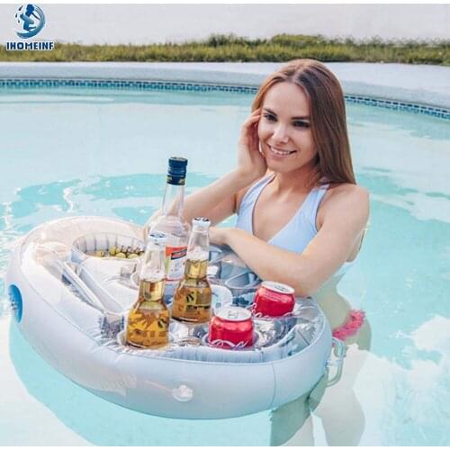 Summer Pool Party inflatable Drinks Holder Bucket Cup Floats Beer Bottle Ice Bar Air Cooler Beer Table Bar Swimming Ring