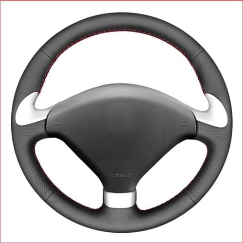 MEWANT Black Artificial Leather Car Steering Wheel Covers for Peugeot 307 CC 2004-2009 307 SW 2004-2009 407 407 SW 2004-2009