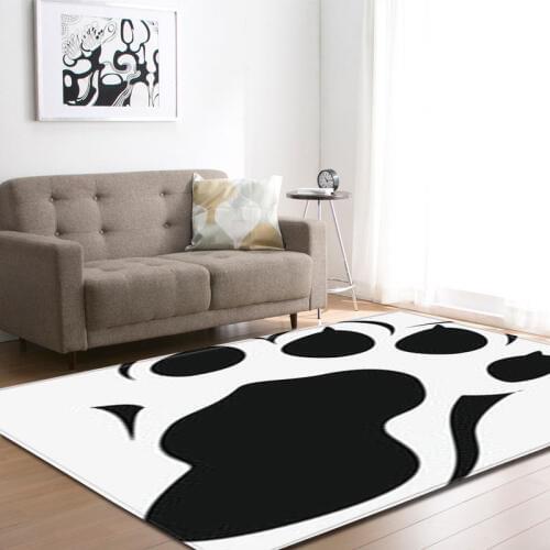 Cute Cat Paw Print Carpets Children Crawling Mats Soft Flannel Tea Table Area Rug Bedroom Bedside Kids Room Living Room Carpets