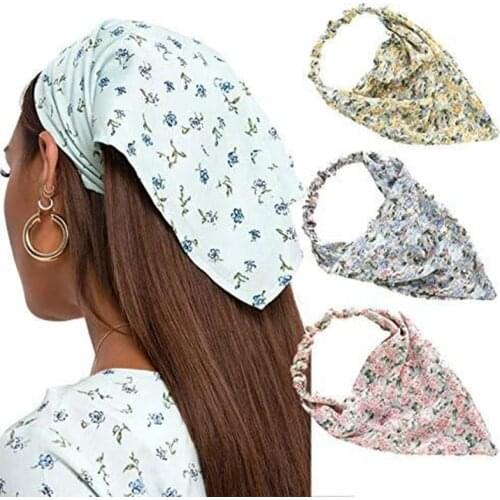 MueRaa 2021 Trendy Floral Women Girls Elastic Hair Kerchief Scarf Triangle Bandanas Gift Beach Elegant Hair Accessories Headwear