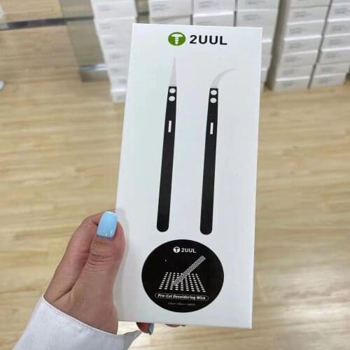 2mm*25mm*100pcs 2UUL Pre-Cut Desoldering Wicks with Bent&Straight Reversed Ceramic Tweezers Tool Sets