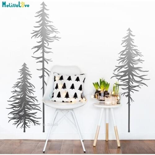 Set of 3 Pine Tree Wall Decals Forest Stickers Gift for Exquisite Person Woodland Nursery Home Decor Living Room YT5074