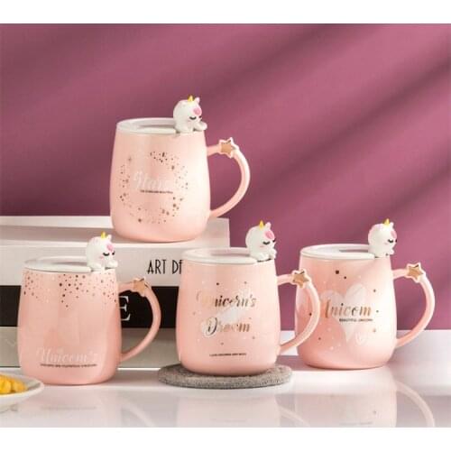 Coffee Mug Set Cute Cup Ceramic Creative Color Avocado Heat-resistant Mug Cartoon with Lid 450ml Kids Office Home Drinkware Gift