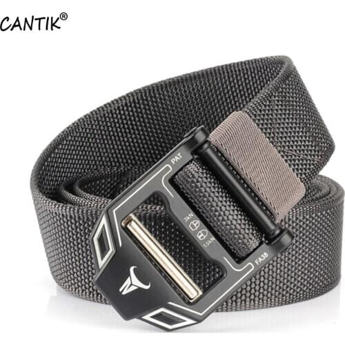 CANTIK New Brand 3.8cm Width Jeans Accessories Design Quality Knitted Nylon Belt Grey Army Fan Outdoor Tactical Belts CBCA240