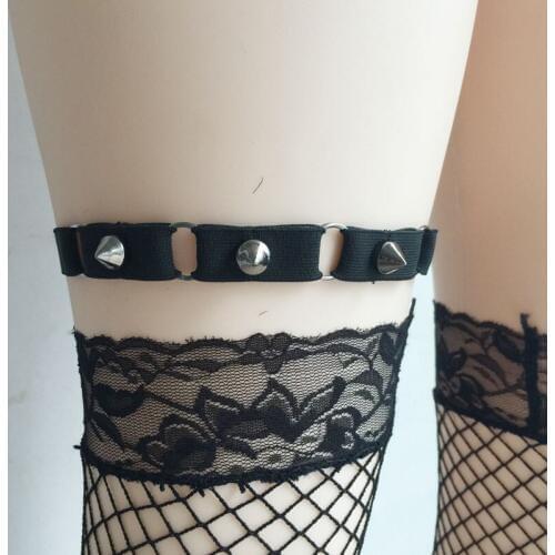 Vintage Full Rivet Leg Garters Womens Sexy Suspenders Belt Body Harness Socks Garters Bondage Lingerie P0147