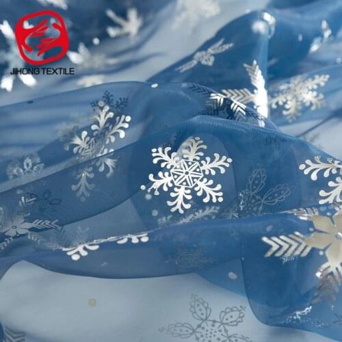 Christmas Red Snowflake Mesh Fabric Sewing Dress Hairpin DIY Material Organza Party Decorative Cloth