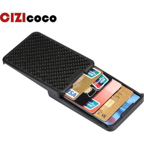 Cizicoco RFID Blocking Sliding Wallet Card Holder Plastic Card Money Purse Carbon Fiber For Men Women Male Female