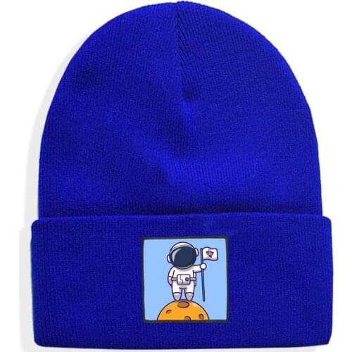 Astronaut print men women Knitted Hat Short Color Hip hop Cap Cold Proof Keep Warm Simple Cap Unisex