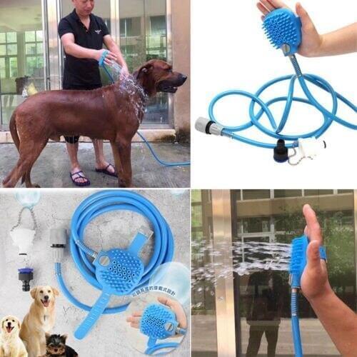 Pet Dog Bath Sprayers Bathing Cleaner Shower Tool Pet Dogs Combination Sprayer Scrubber Cleaning Brush