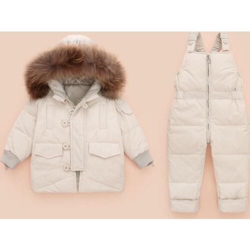 Winter Warm Thicker, Windproof and Waterproof Children Duck Down Clothing Sets Girls/Boys Clothes Kids Jackets Coat Snow Wear
