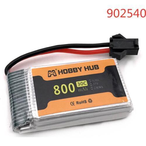 902540 3.7V 800mAh 30c Lipo Battery RC Quadcopter Drone Spare Part battery 800mah 3.7v Battery SM Plug 1pcs