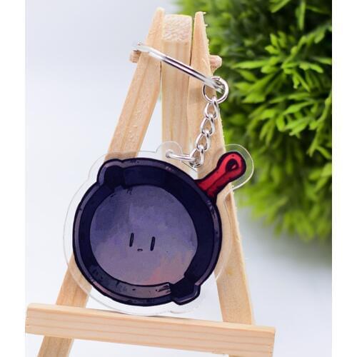 1pcs PUBG Pan Keychain Cute Double Sided Chicken Dinner Key Chain Pendant Acrylic Anime Accessories Cartoon Key Ring DBS1P