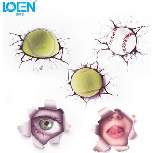 1PCS Funny Baseball tennis expression Car Styling car stickers and decals Universal for Motorcycle Car tail sticker accessories