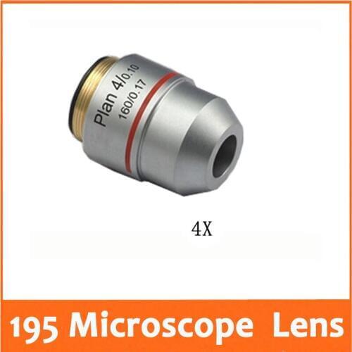 4X L=195 Plan Achromatic Biological Microscope Objective Lens Biomicroscopy Accessories 20.2mm