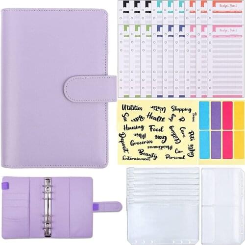 Budget Binder A6 PU Leather Notebook Binder for Budgeting 6 Ring Cash Envelope Binder perfect for Home,Office,Meeting