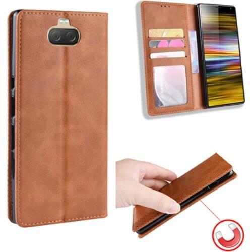 For Sony Xperia 10 Case Luxury Flip PU Leather Wallet Magnetic Adsorption Case For Sony Xperia 10 Plus 10plus Phone Bag Cases