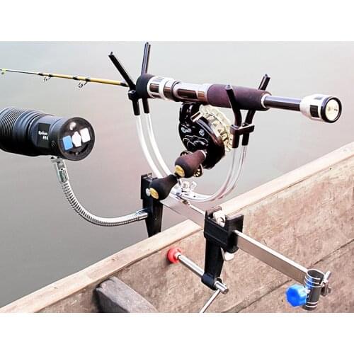 Adjustable Aluminum Alloy Bridge Kayak Boat Rod Support Folding Fishing Pole Holder Rod Bracket Stand Fishing Tool Tackle X403G
