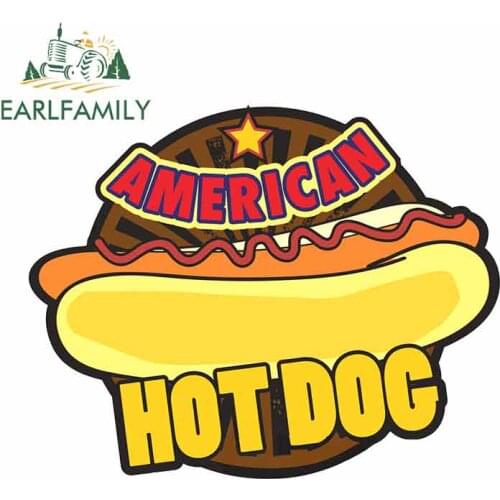 EARLFAMILY 13cm x 10.5cm For American Hot Dog Comic Decal Sunscreen Personality Stickers Suitable For GTR SX VAN Decoration