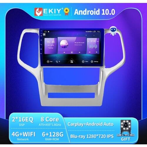 EKIY 6+128G 8 CORE Autoradio Android 10 For Jeep Grand Cherokee WK2 2008-2013 Car Radio Multimedia Blu-ray IPS QLED GPS no 2din