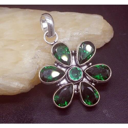 Gemstonefactory Jewelry Big Promotion 925 Silver Amazing Unique Green Topaz Women Ladies Gifts Necklace Pendant 0937