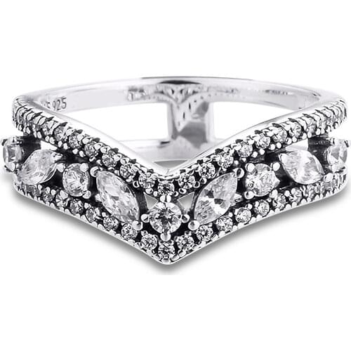 Sparkling Marquise Double Wishbone Ring 925 Sterling Silver Rings for Women Engagement Wedding Statement Jewelry Gift Anillos