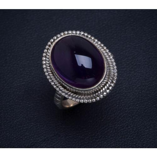 Natural Amethyst Handmade Unique 925 Sterling Silver Ring 6.25 B1258