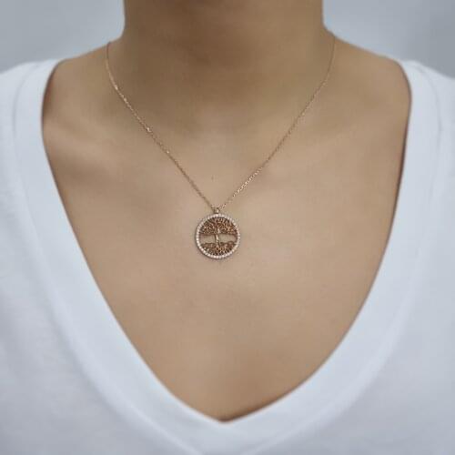 Tree of Life 925 Sterling Silver, Gold, Rose Plated Necklace For Women Girls Handmade Fashion Jewelry Elegant Minimalist