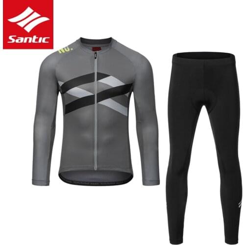 Santic Pro Cycling Jersey Set Men Cycling Sets Bicycle Long Sleeve Tops Suits MTB Road Jacket Pants Spring Summer Bib Pants Suit
