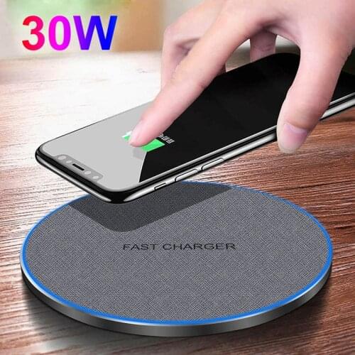HOT 30w Mobile Phone Multi-Color QI Fast Charge Disc Wireless Charger For Xiaomi Mi 9 Pro For Iphone 12 X XS Max XR 8 Plus