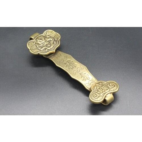 Mini ) Delicate Interesting Chinese Old-style Decorative Brass Dragon Pattern “Ruyi” Auspicious Statue