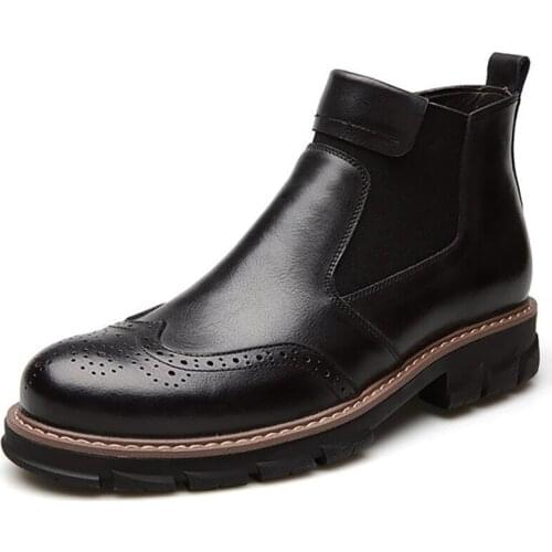 Men Chelsea Boots 2020 Winter New British Style Brogue Boot Shoes For Men Casual Boots Fashion Design Ankle Boots