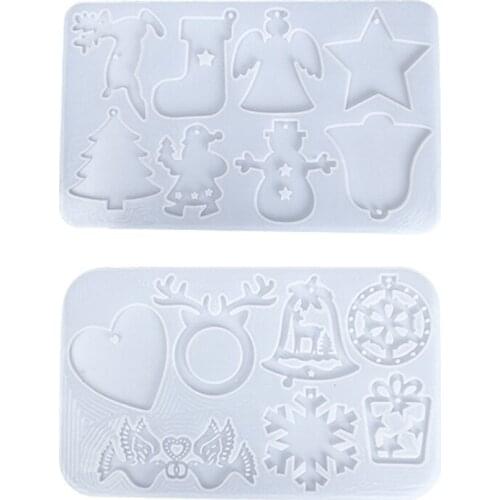 MXME Resin Ornament Molds Christmas Silicone Mold for Xmas Decoration 8 Designs/Sheet