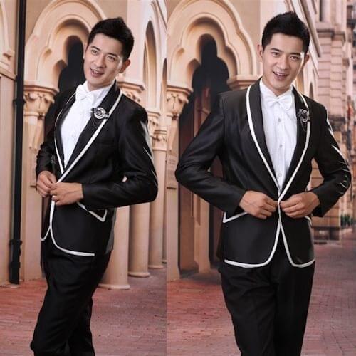 Latest Coat Pant Designs Black Satin Wedding Suits for Men Prom Jacket Slim Fit 2 Piece Groom Style Tuxedo Custom Blazer Ternos