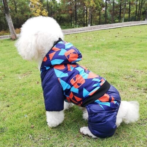 New Dogs Clothing Pet Polyester Arctic Velvet Hoodie Clothes For Autumn And Winter Dog Warm Jumpsuit 4-Legged Thickened Costume