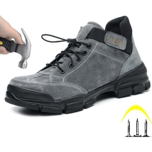 Suede Industrial Tennis Shoes, High-Top Anti-Smashing, Waterproof, Welded And Breathable Boots, Comfortable Mens Safety Shoes
