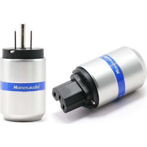 Pair Hi-end Monosaudio M106(R)/F106(R) 99.998% pure copper rhodium plated AC US power plug，IEC connector audiophile power plug