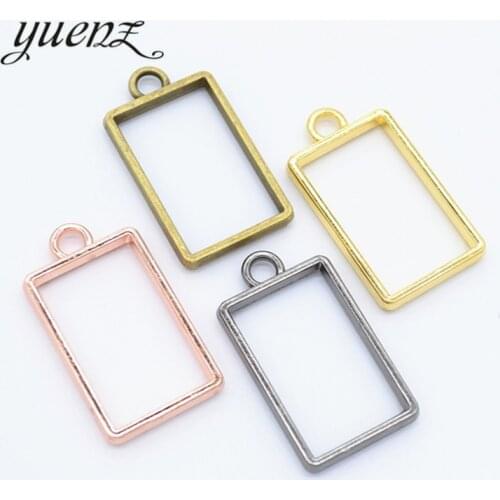 YuenZ 6pcs 7 Color rectangle Charm Alloy Jewelry Accessories Rectangle Charm Hollow Glue Blank Pendant Tray Bezel 34*19mm B179
