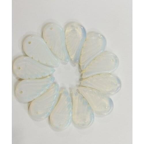 Fashion wing Angel Natural stone opal pendant charms new Necklaces for jewelry making 12pcs/lot free shipping wholesale