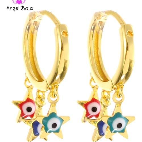 New Five-pointed Star Fashion Lucky Devil Eyes Chic Hoop Earrings Charm Earrings Luxury Jewelry Lady Party Gift