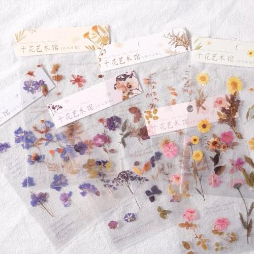 Natural Lovely Floral Flower Diary Stickers Transparent PETr Label Scrapbooking Material Leaves Plants Deco Sticker