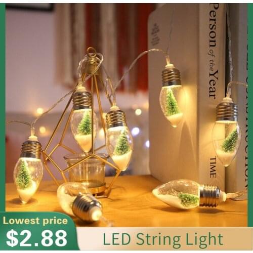 LED String Light Bulb With Snow Wishing Bottle Christmas Tree Copper Wire Battery Box Shopping Mall Window Decoration Lights