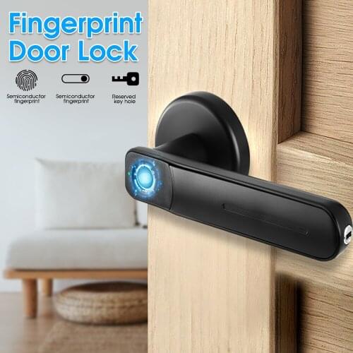 Fingerprint Smart Door Lock Zinc Alloy USB Charging Port Battery Powered Electronic Security Handle Lock For Home Office