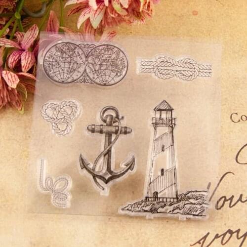 Anchor Lighthouse Rope World Map Clear Silicone Stamp / Seal for DIY Scrapbooking / Album Decorative Clear Stamp Sheets