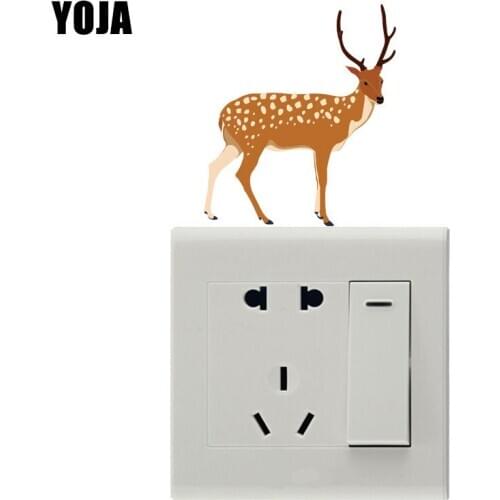 YOJA Animal Sika Deer High-quality Living Room Bedroom Decor PVC Switch Sticker Wall Decal 8SS0904