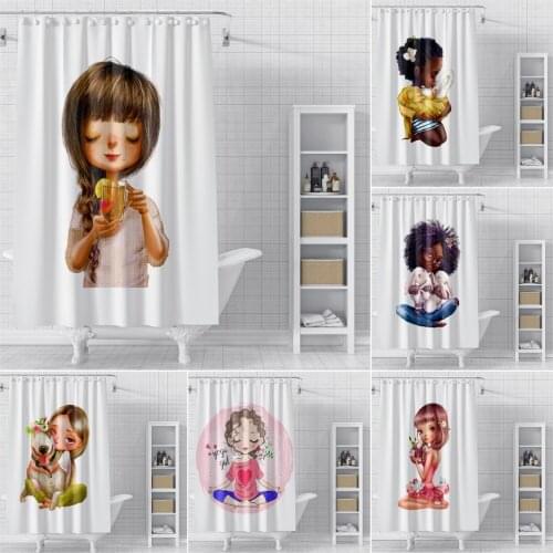 Beautiful Cartoon Girl Bathroom Curtain Waterproof Shower Curtains for Bathroom Fabric Polyester Shower Curtain With Hooks